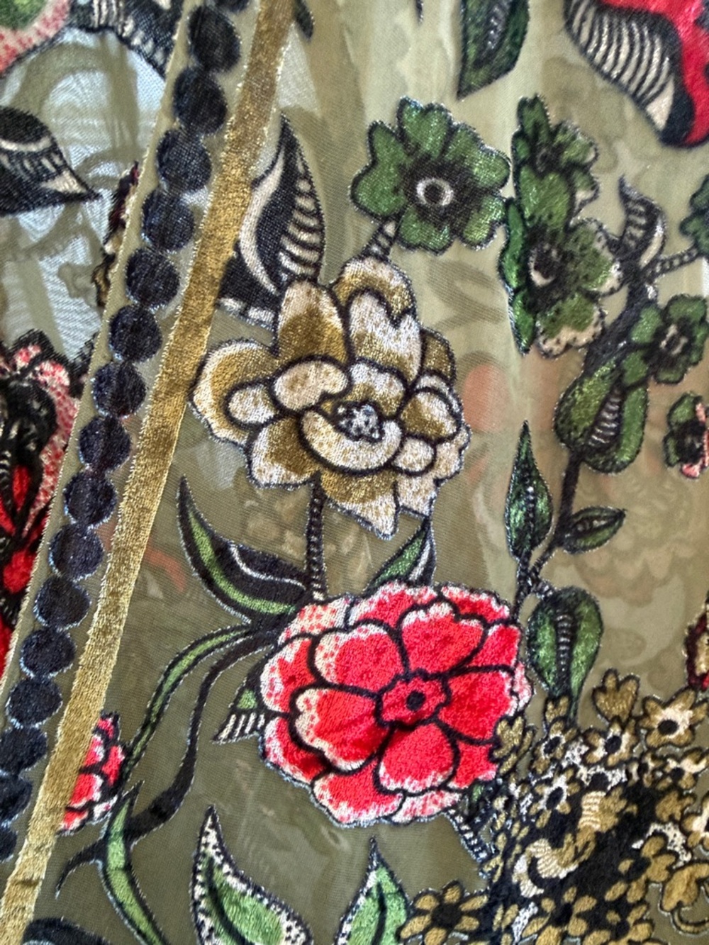 Olive Floral Embroidered Kimono Cardigan - Brand: Unknown EUC - Picture 3 of 5